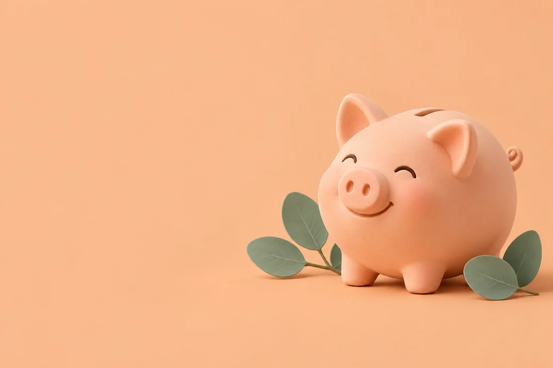 A smiling piggy bank